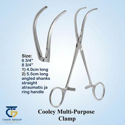Cooley Multi-Purpose Clamp, Angled Shanks, surgical instruments, TGI's own catalog photograph