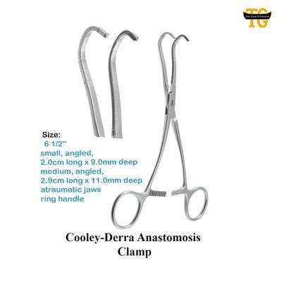 Cooley-Derra Anastomosis Clamp, surgical instruments, TGI's own catalog photograph