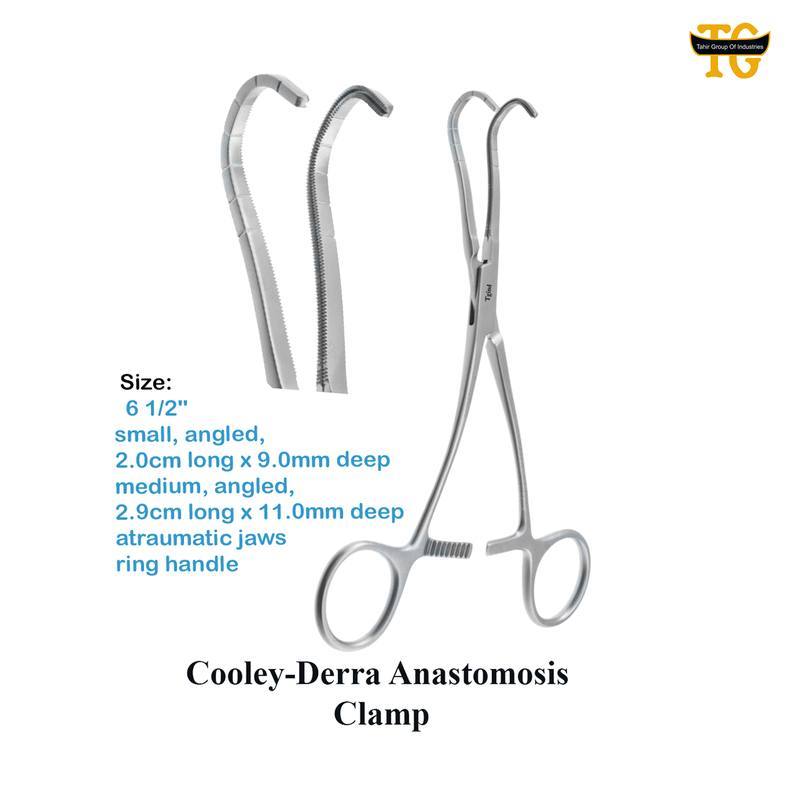 Cooley-Derra Anastomosis Clamp, surgical instruments, TGI's own catalog photograph