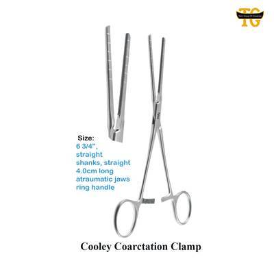 Cooley Coarctation Clamp, surgical instruments, TGI's own catalog photograph