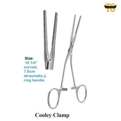 Cooley Clamp, surgical instruments, TGI's own catalog photograph