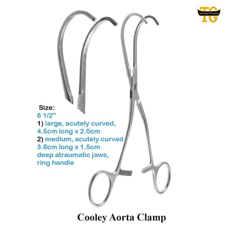 Cooley Aorta Clamp, surgical instruments, TGI's own catalog photograph