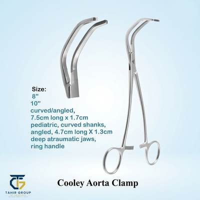 Cooley Aorta Clamp, surgical instruments, TGI's own catalog photograph