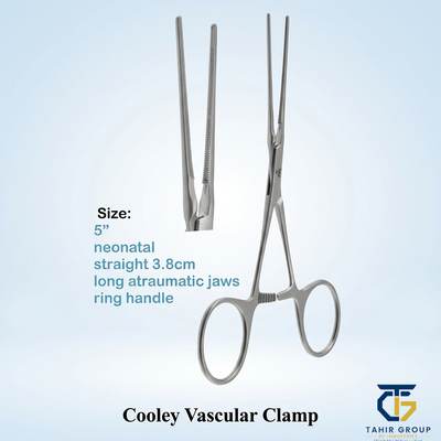 Cooley Vascular Clamp, Neonatal, Straight, surgical instruments, TGI's own catalog photograph