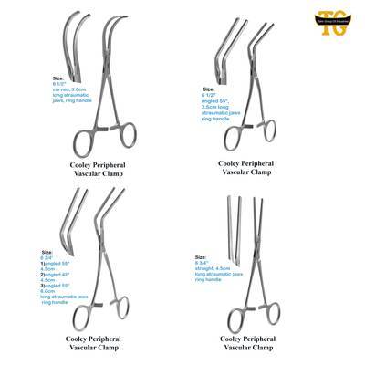 Cooley Peripheral Vascular Clamp, surgical instruments, TGI's own catalog photograph