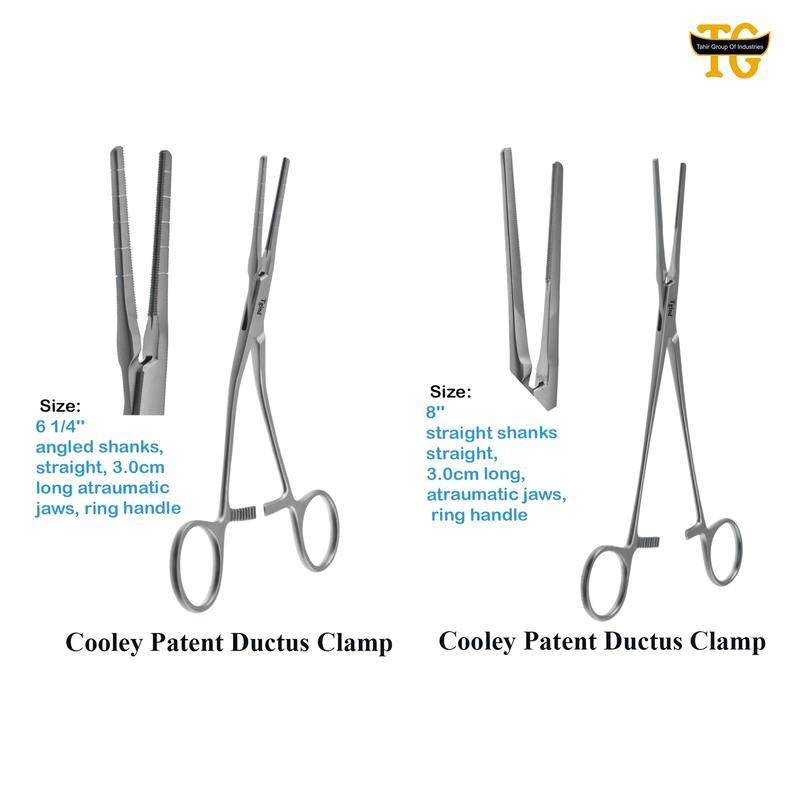 Cooley Patent Ductus Clamp, surgical instruments, TGI's own catalog photograph