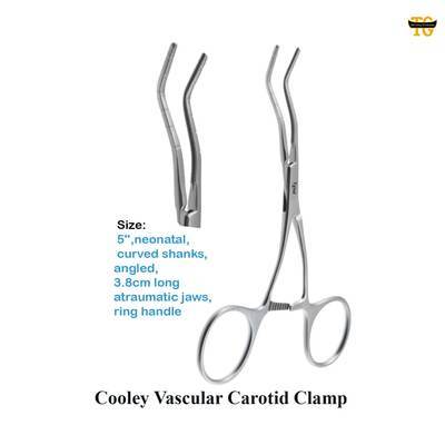 Cooley Vascular Carotid Clamp, surgical instruments, TGI's own catalog photograph