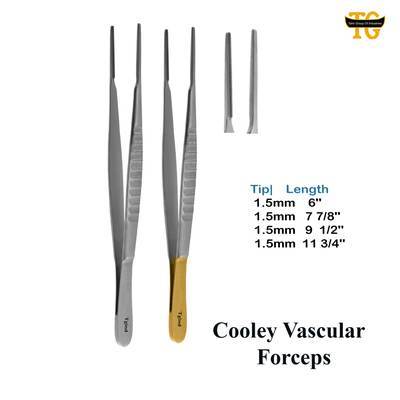 Cooley Vascular Forceps, surgical instruments, TGI's own catalog photograph