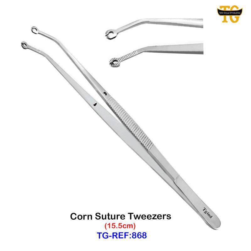 Corn Suture Tweezer, dental instruments, TGI's own catalog photograph