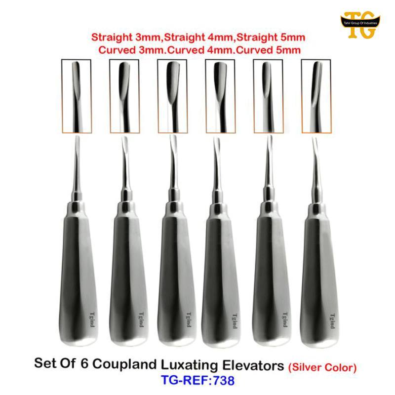 Set Of 6 Coupland Luxating Elevators, dental instruments, TGI's own catalog photograph