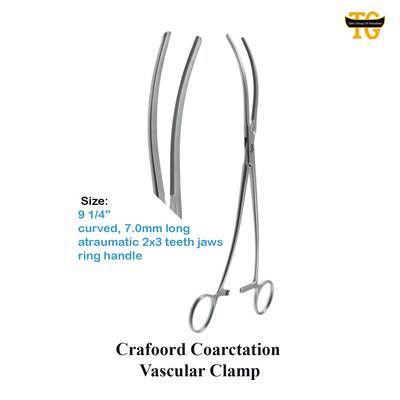Crafoord Coarctation Vascular Clamp, surgical instruments, TGI's own catalog photograph
