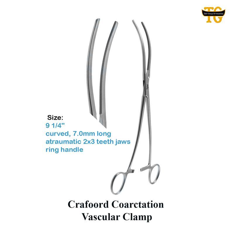 Crafoord Coarctation Vascular Clamp, surgical instruments, TGI's own catalog photograph