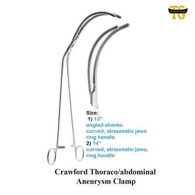 Crawford Thoraco/abdominal Aneurysm Clamp, surgical instruments, TGI's own catalog photograph