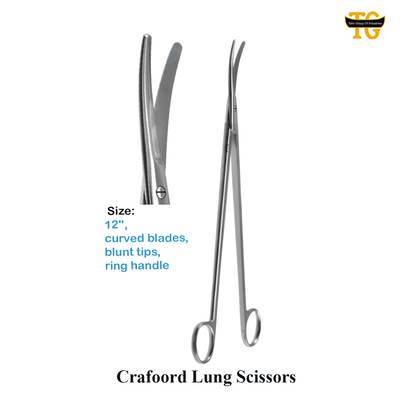 Crafoord Lung Scissors, surgical instruments, TGI's own catalog photograph