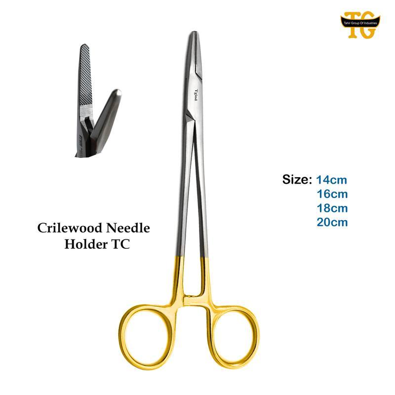 Crilewood Needle Holder TC, surgical instruments, TGI's own catalog photograph