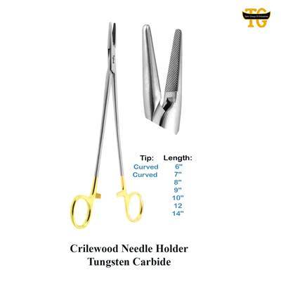 Crilewood Needle Holder TC, surgical instruments, TGI's own catalog photograph
