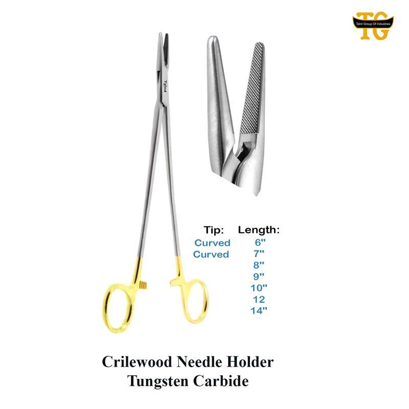 Crilewood Needle Holder TC, surgical instruments, TGI's own catalog photograph