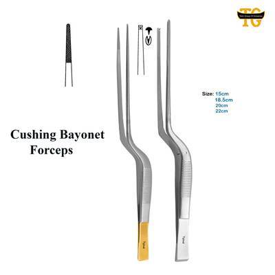 Cushing Bayonet Forceps, surgical instruments, TGI's own catalog photograph