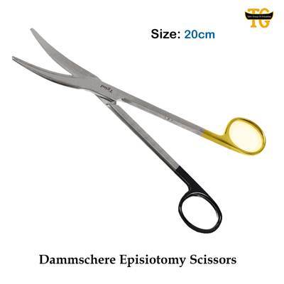 Dammschere Episiotomy Scissors TC, surgical instruments, TGI's own catalog photograph