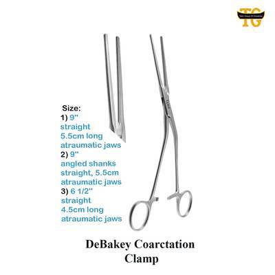 DeBakey Coarctation Clamp, surgical instruments, TGI's own catalog photograph