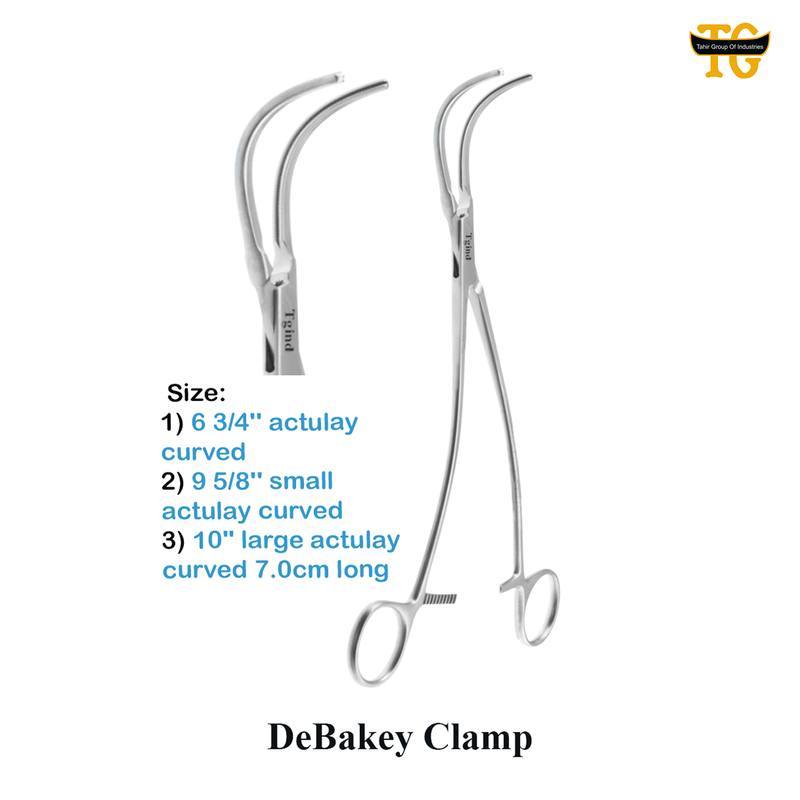 Debakey Aorta Clamp, surgical instruments, TGI's own catalog photograph