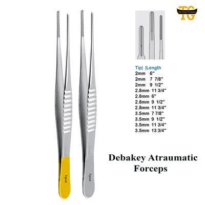 Debakey Atraumatic Forceps, surgical instruments, TGI's own catalog photograph
