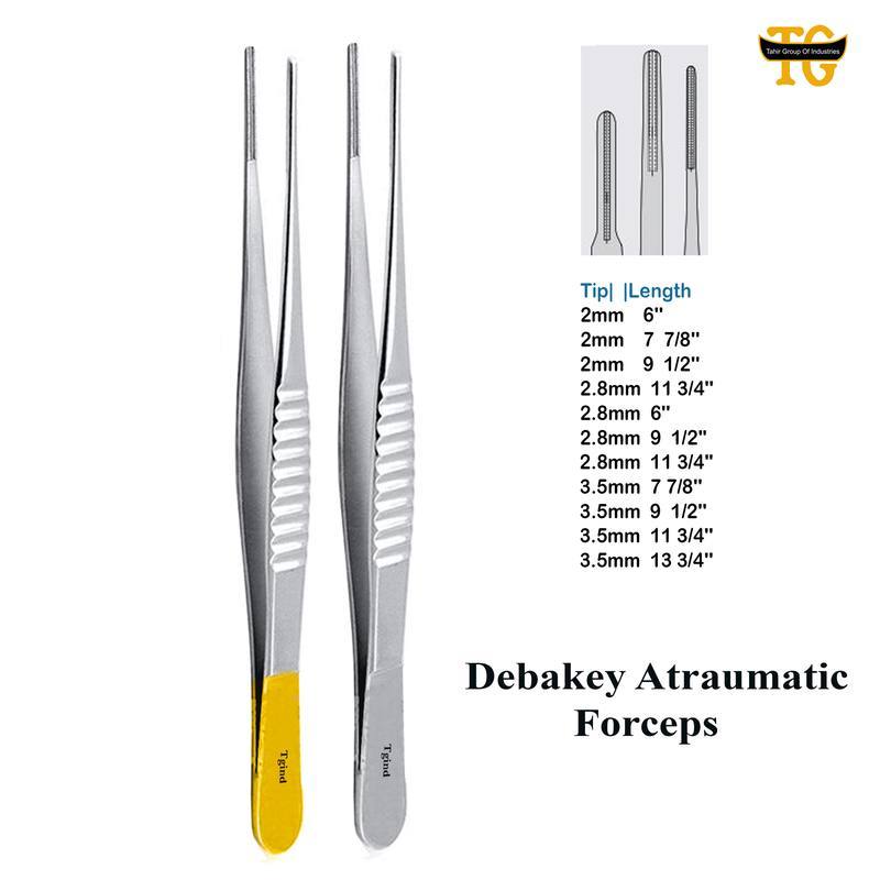 Debakey Atraumatic Forceps, surgical instruments, TGI's own catalog photograph