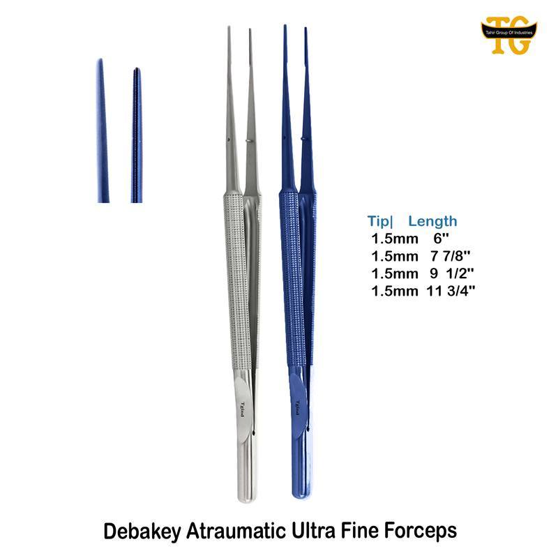 Debakey Autramatic Fine Forceps, surgical instruments, TGI's own catalog photograph