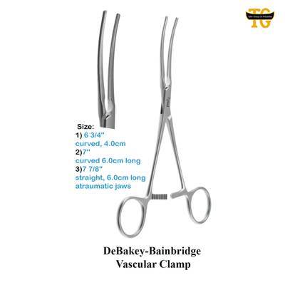 Debakey Bainbridge Clamp, surgical instruments, TGI's own catalog photograph