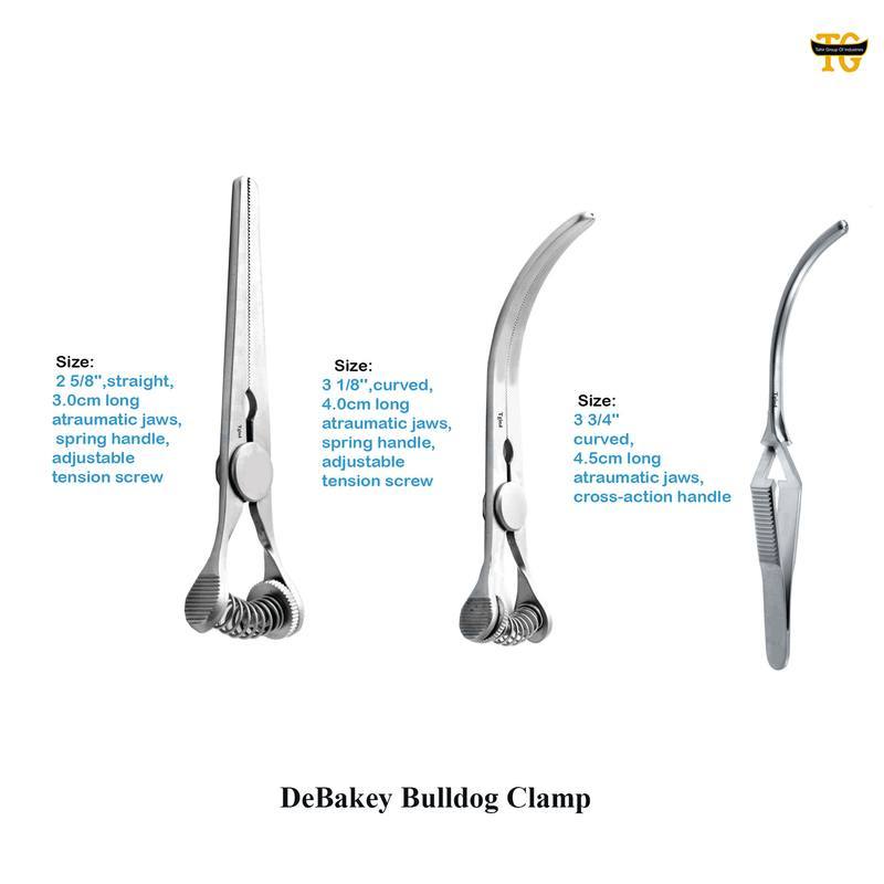 DeBakey Bulldog Clamp, surgical instruments, TGI's own catalog photograph