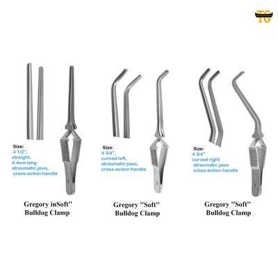 Gregory "Soft" Bulldog Clamp, surgical instruments, TGI's own catalog photograph