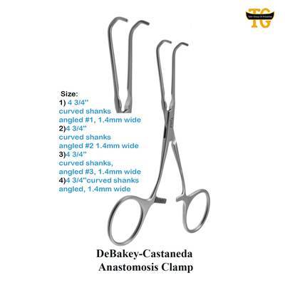 DeBakey-Castaneda Anastomosis Clamp, surgical instruments, TGI's own catalog photograph
