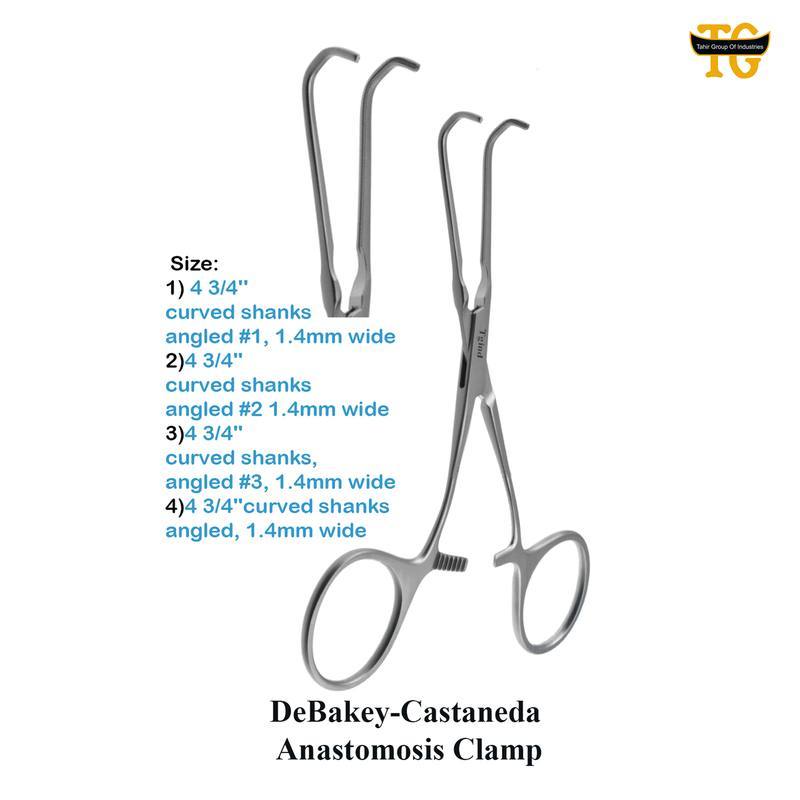 DeBakey-Castaneda Anastomosis Clamp, surgical instruments, TGI's own catalog photograph