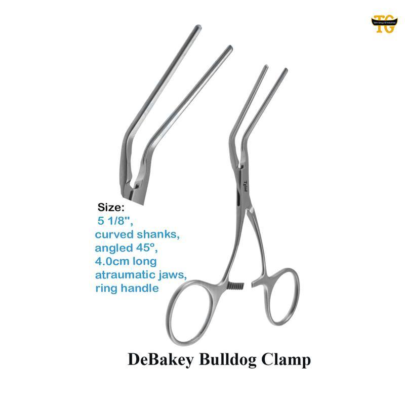 DeBakey Bulldog Clamp, surgical instruments, TGI's own catalog photograph
