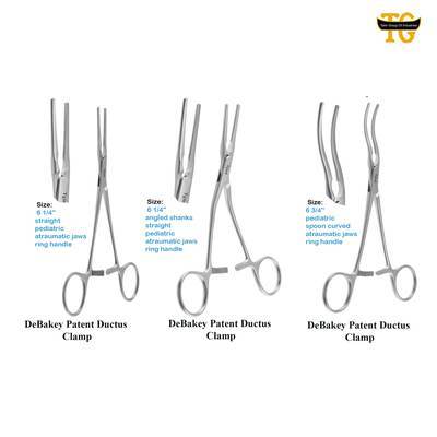 Debakey Patent Clamp, surgical instruments, TGI's own catalog photograph