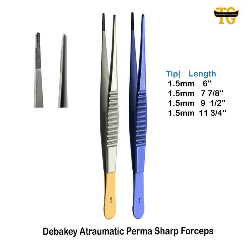 Debakey Perma Sharp Forceps, surgical instruments, TGI's own catalog photograph