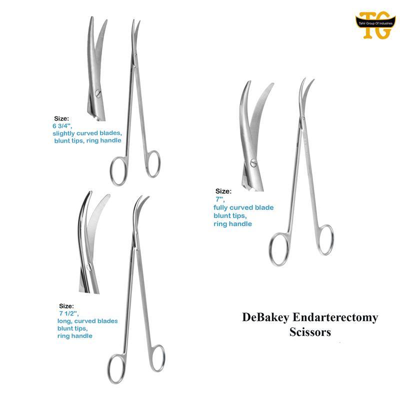 DeBakey Endarterectomy Scissors, surgical instruments, TGI's own catalog photograph