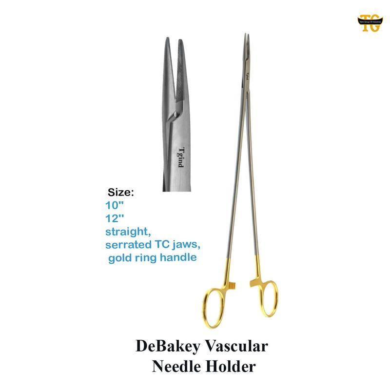 DeBakey Vascular Needle Holder, surgical instruments, TGI's own catalog photograph