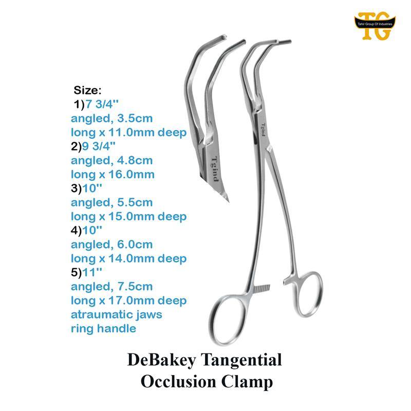 Debakey Tangential Clamp, surgical instruments, TGI's own catalog photograph