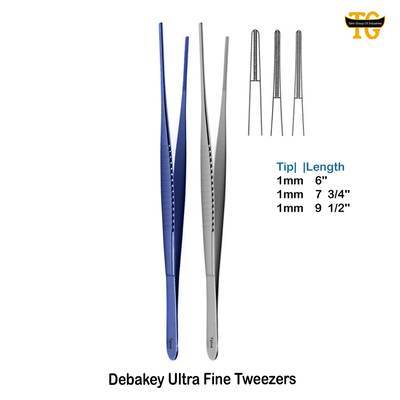 Debakey Ultra Fine Forceps, surgical instruments, TGI's own catalog photograph