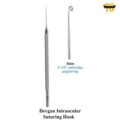 Devgan Intraocular Suturing Hook, surgical instruments, TGI's own catalog photograph