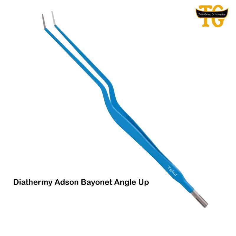Diathermy Bayonet Forceps Angled, electrosurgical instruments, TGI's own catalog photograph