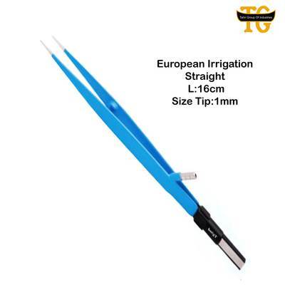 European Irrigation Bipolar Forceps Straight, electrosurgical instruments, TGI's own catalog photograph