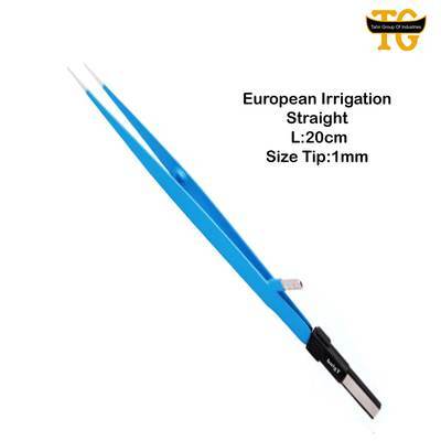 European Irrigation Bipolar Forceps Straight, electrosurgical instruments, TGI's own catalog photograph