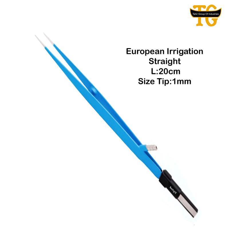 European Irrigation Bipolar Forceps Straight, electrosurgical instruments, TGI's own catalog photograph