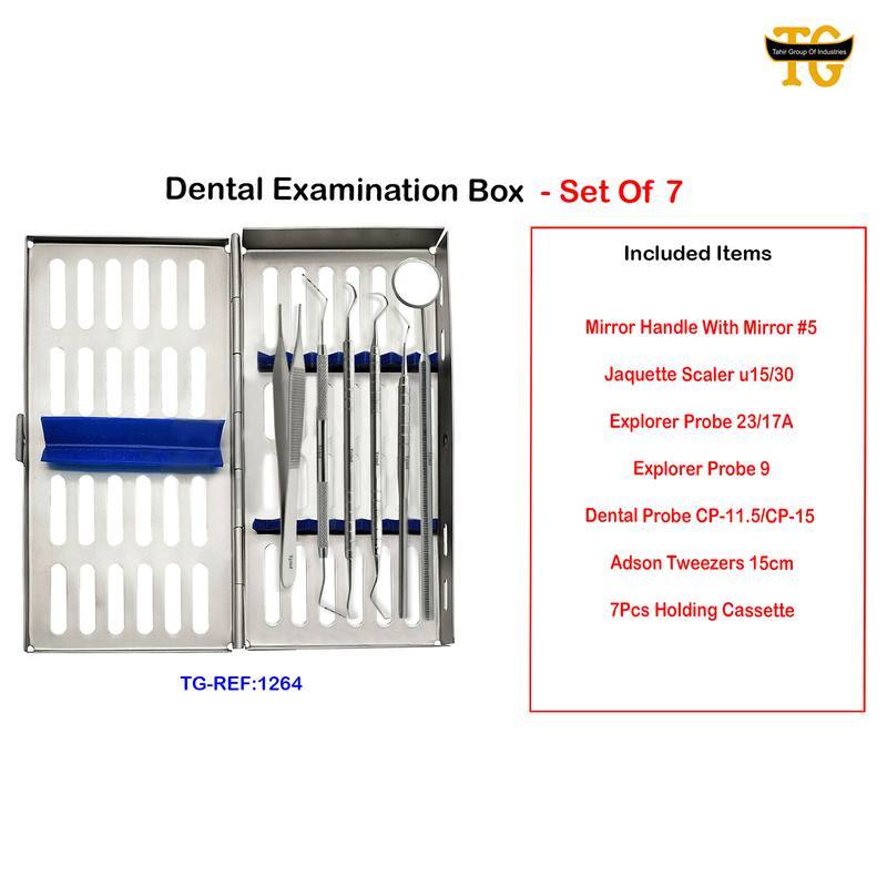 Dental Examination Box - Set Of 7, dental instruments, TGI's own catalog photograph