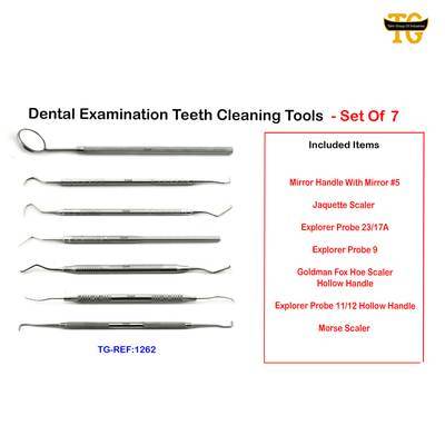 Dental Examination Teeth Cleaning Tools - Set Of 7, dental instruments, TGI's own catalog photograph