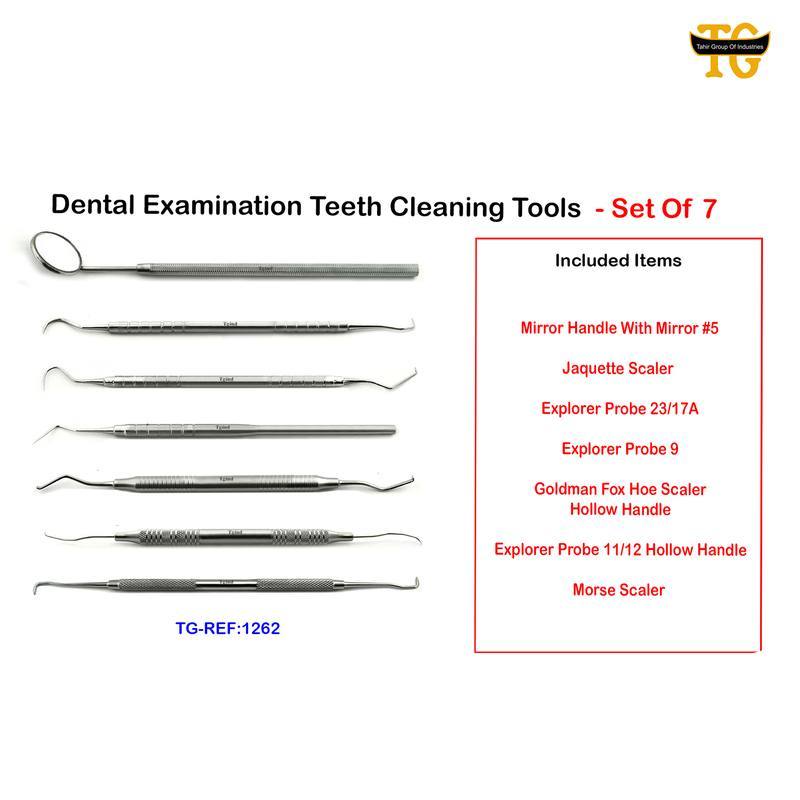 Dental Examination Teeth Cleaning Tools - Set Of 7, dental instruments, TGI's own catalog photograph