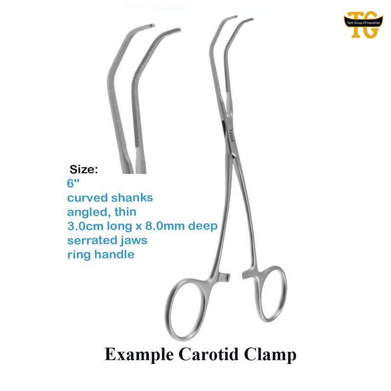 Carotid Clamp, surgical instruments, TGI's own catalog photograph