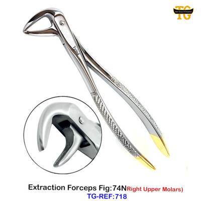 Extraction Forceps Fig:74N, dental instruments, TGI's own catalog photograph